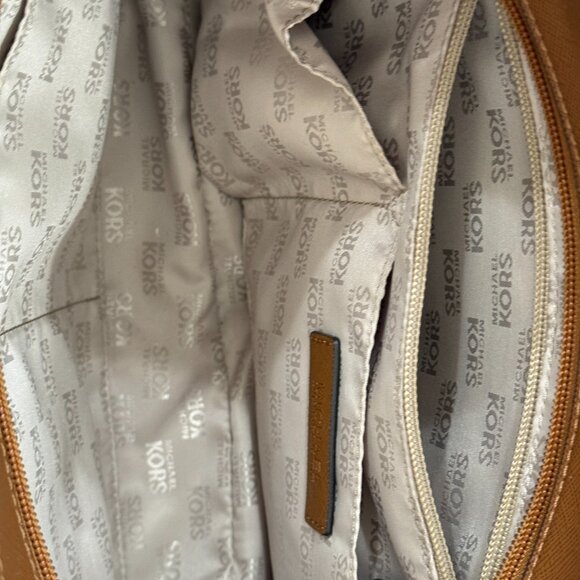 Michael Kors Jet Set Travel Brown Top Zip MK Signature Purse w/ Wallet - Picture 8 of 14